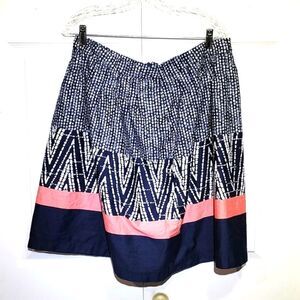 𝅺GEORGE Women's Bohemian Navy and Coral A- Line Pattern Skirt